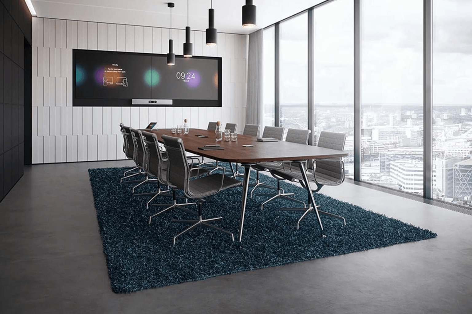boardroom vergaderruimte scherm hoog gebouw